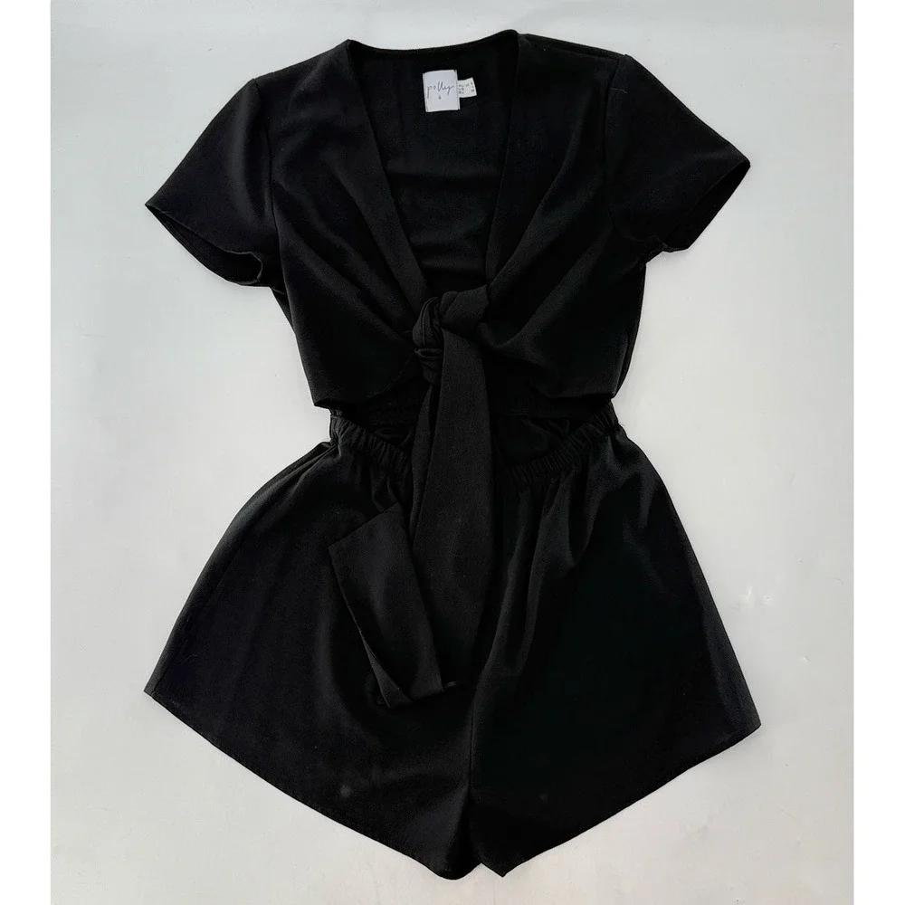 Princess Polly Ragnar‎ Tie Front Romper Black Size 4 Grunge Festival Boho